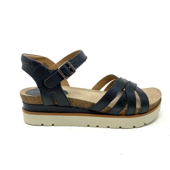 Josef Seibel Clea 14 Black Leather Platform Sandals - Picture 1 of 7